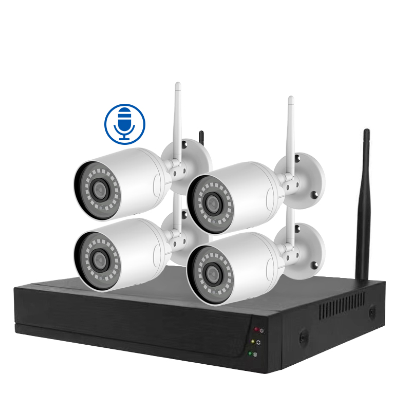 Tuya 1 способ аудио беспроводной пули ip66 4 камеры nvr комплект безопасности видеонаблюдения 4 канала cctv камера набор