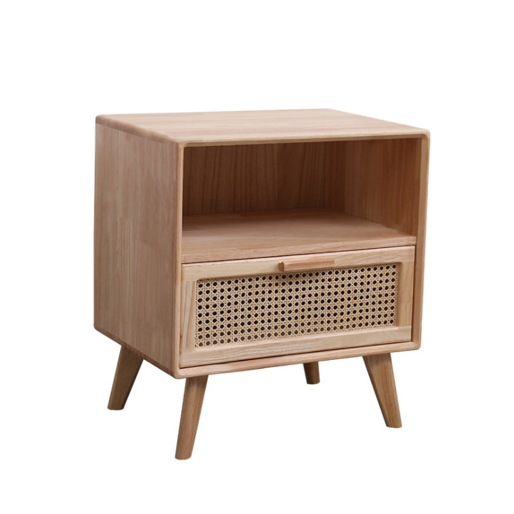 Nordic style Japanese style solid wood bedside table