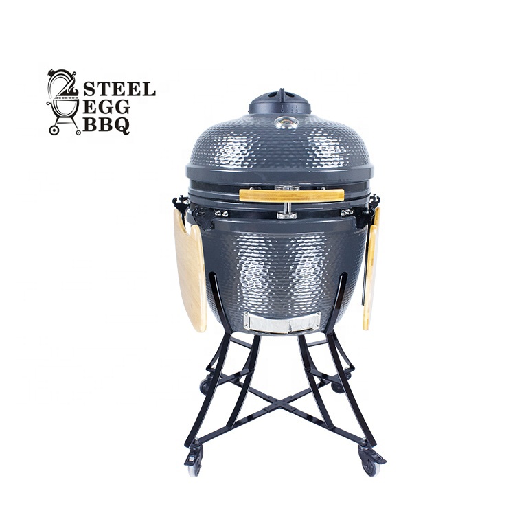 Стальной яичный барбекю большой открытый Auplex Kamado 21 24 29 дюймов с бамбуковым боковым столиком
