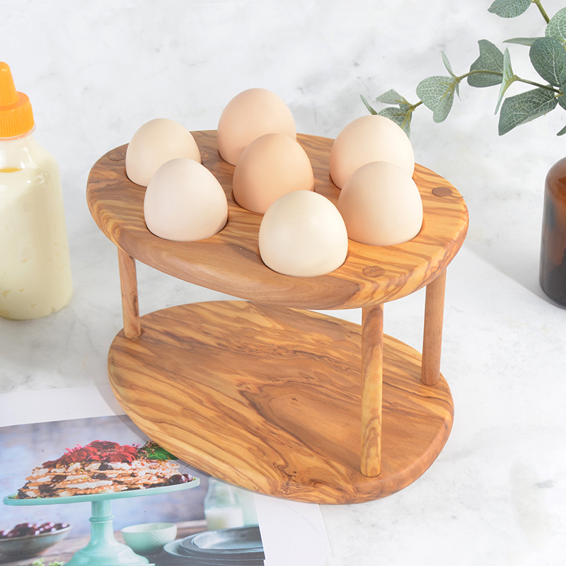 Olive Wood Made Eggs Cup Holder Rack 7 eggs