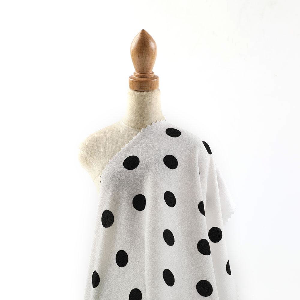 High grade moss crepe design knit cute polka dot print stretchy spandex fabric for kid top