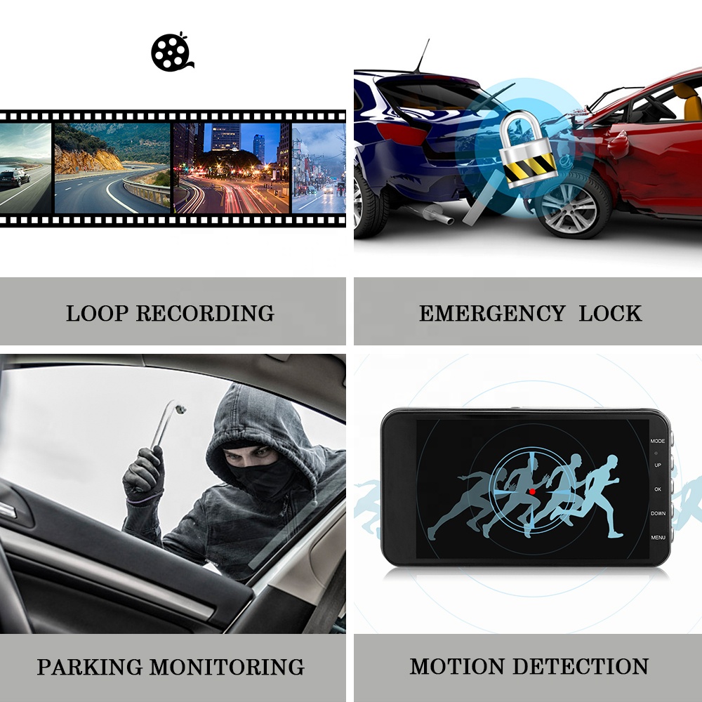 4,0 "экран Full HD 1080P Dash Cam GT30 Двойная камера с зеркалом заднего вида два объектива видео записи и функцией ночной съемки Автомобильный видеорегистратор