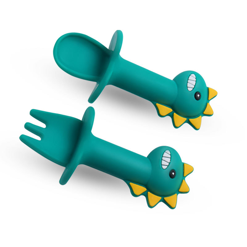 Baby Silicone Short Handle Fork Spoon, for Baby