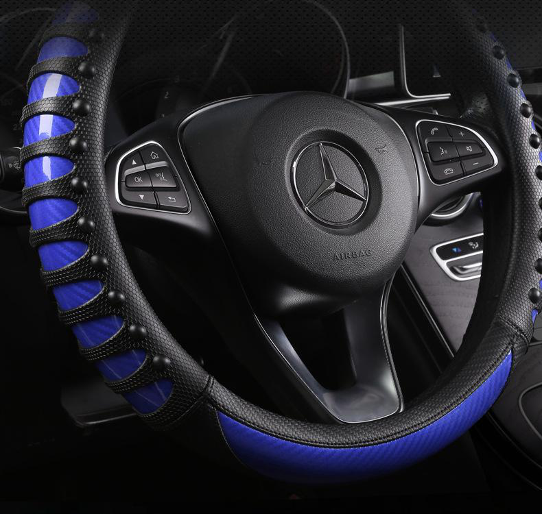Universal Fit 38cm Elastic Easy Carbon Fiber Leather Car Steering Wheel Cover Sports anti -skid massage car steering wheel cover