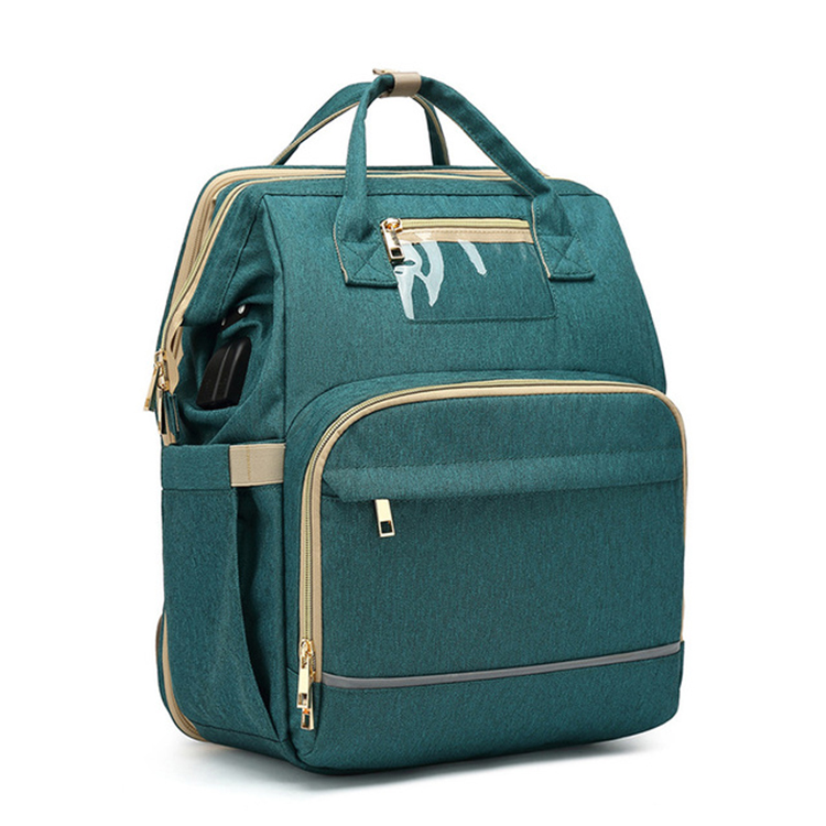 Wholesale Waterproof Mummy Back Pack Crib Large Capacity Mom Backpack Foldable Baby Bed Diaper Bags with changing station