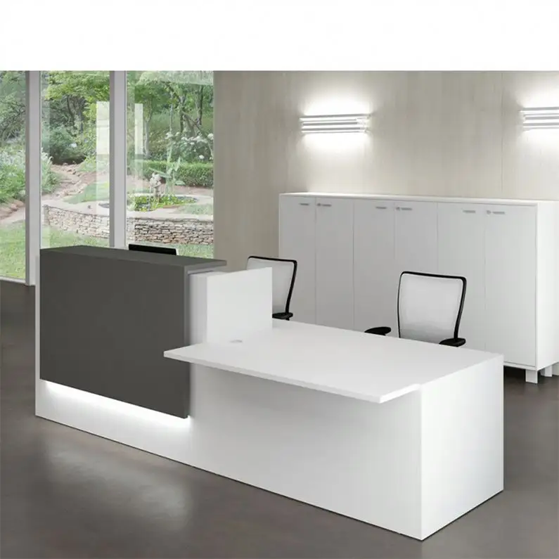 Professional Customized white Colour Special Small office counter design standing Reception Desk