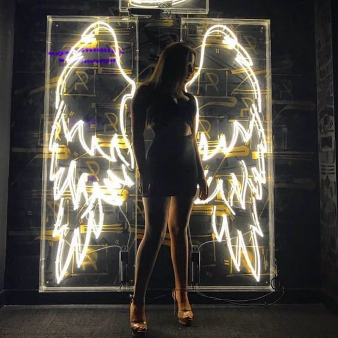Гибкая акриловая светодиодная неоновая вывеска Wings Angel для бара, свадебное украшение, неоновая вывеска