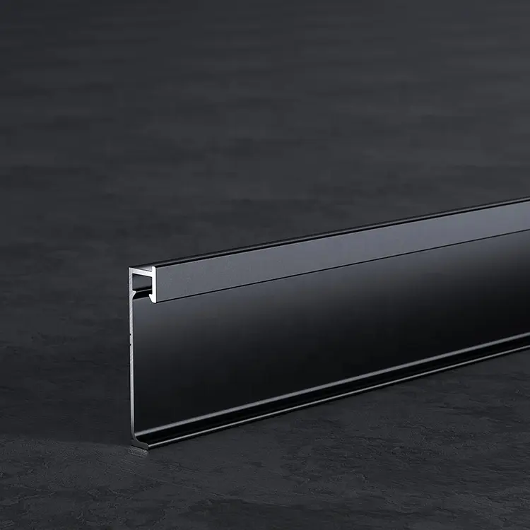 High-end Anodized Aluminum Profile LED Concealed Skirting Invisible Skirting Board Embedded Baseboard for 12mm Wall panel