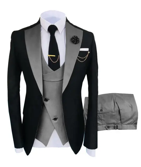 New fashion suit men formal business wedding style hot selling 3-piece coat vest pants fashionable suit