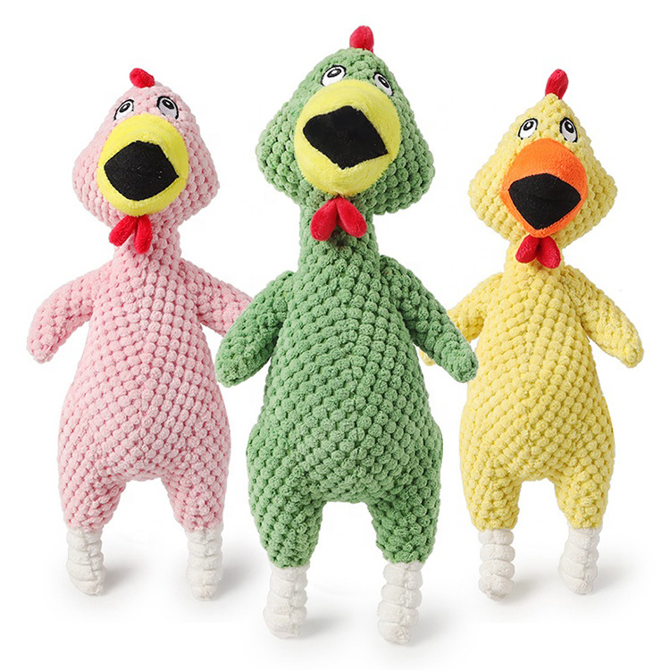 Colorful Squeaky Cute Screaming Chicken Interactive Plush Soft Dog Toys Wholesale