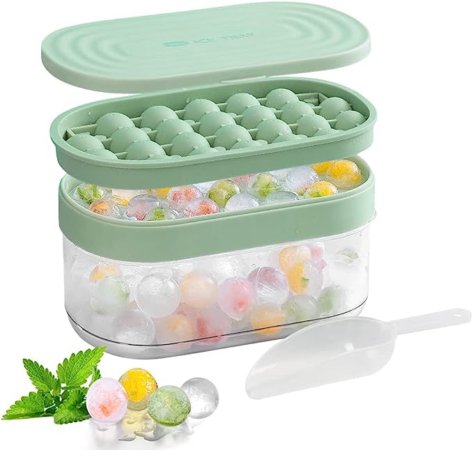 Круглые лотки для кубиков льда, силиконовая форма для сферических кубиков льда, без БФА, легко снимается, форма для изготовления шариков льда с крышкой