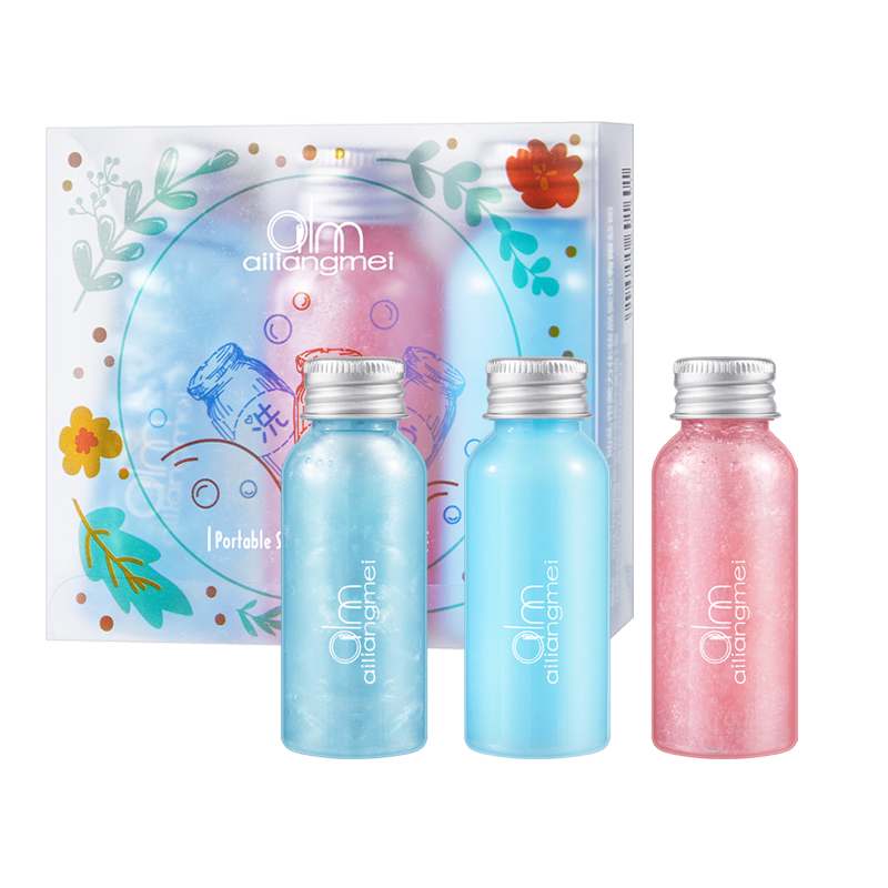 Washing and shift, shampoo, conditioner, shower liquid three-in-one set