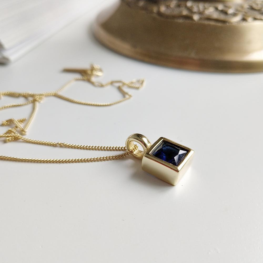Корейская мода 18K золотое покрытие S925 Серебряная Регулируемая цепочка ожерелье с подвеской из голубого стекла