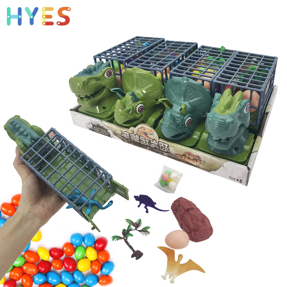 Huiye High Quality Dinosaur Car Candy Toys Storage Transport Vehicle Model Kids Inertial Sliding Dinosaur Truck Toys For Candy