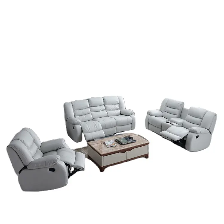 Wholesale electronic leather sectional recliner couch 3 2 1 sofa sets