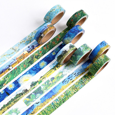Японская Бумага пейзаж Ван Гог лента washi для дневник альбом DIY декоративные наклейки