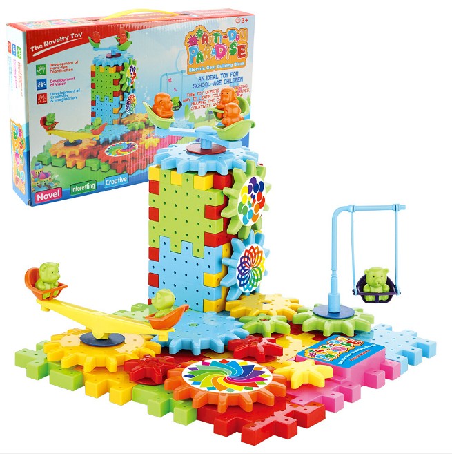 2020 Top seller Amazon 81 PCS funny electric toy brick Gear Building Toy Set enlighten brick building toys set