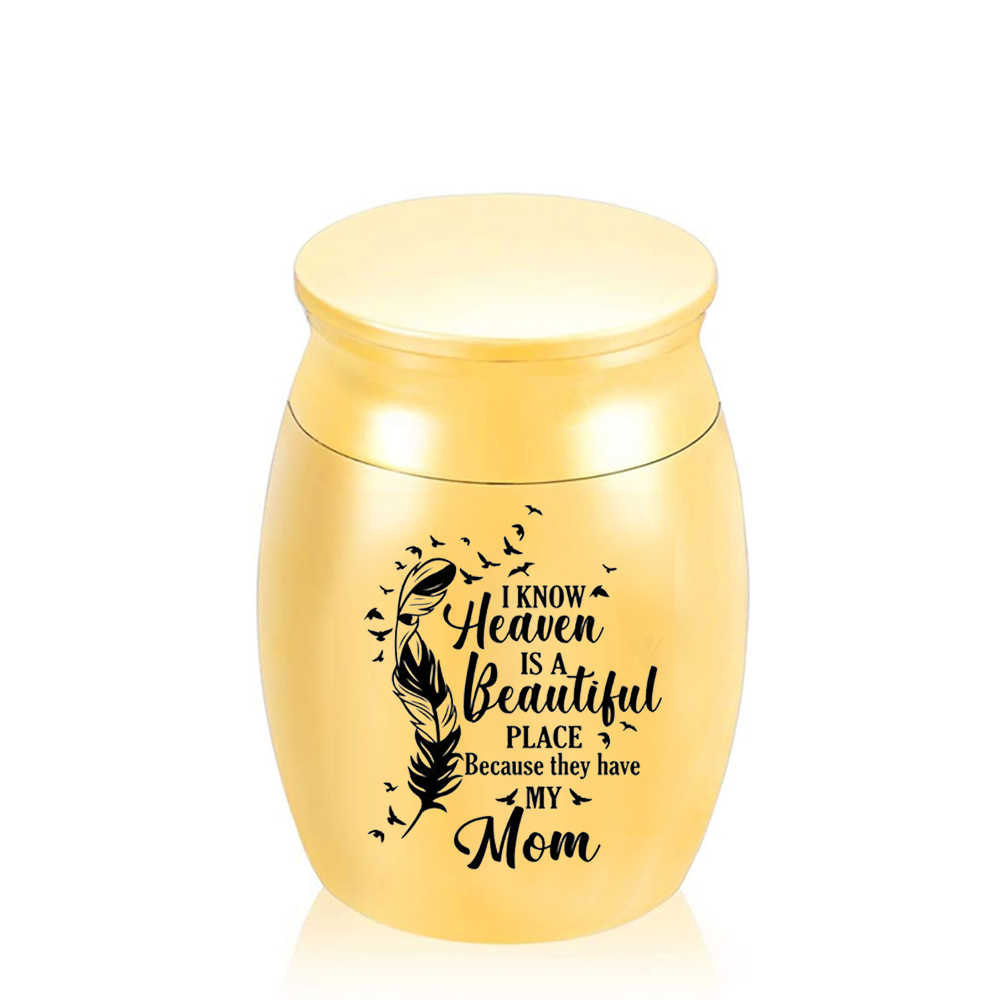 Aluminum alloy Cremation Urns, Paws Ashes Keepsake, Pets Urn -I Know Heaven Is A Beautiful Place Because They Have My Mom