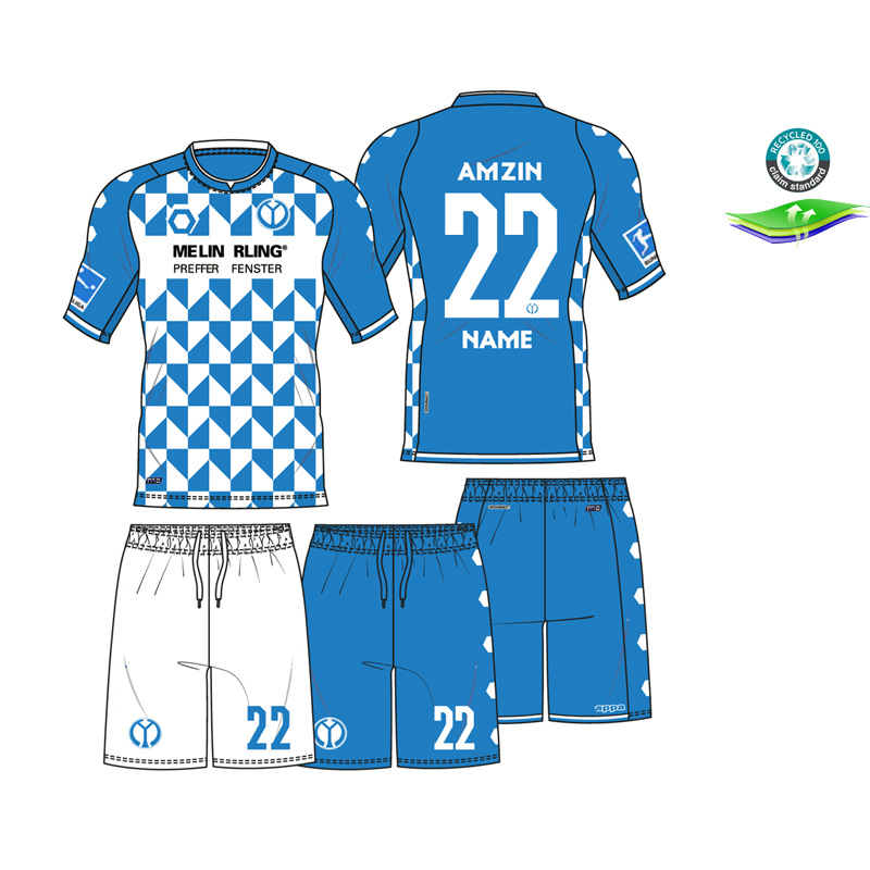 Recycled OEM Football team Jersey Sets Team Uniform Wear Training Wholesale Latest Cheap Reversible Made in China Men Quantity