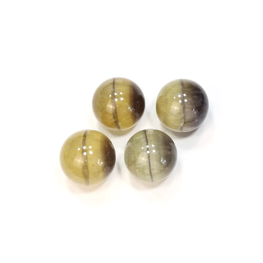 Wholesale Low Price Custom Crystal Gum Polished Yellow Fluorite Sphere Quartz Balls For Healing