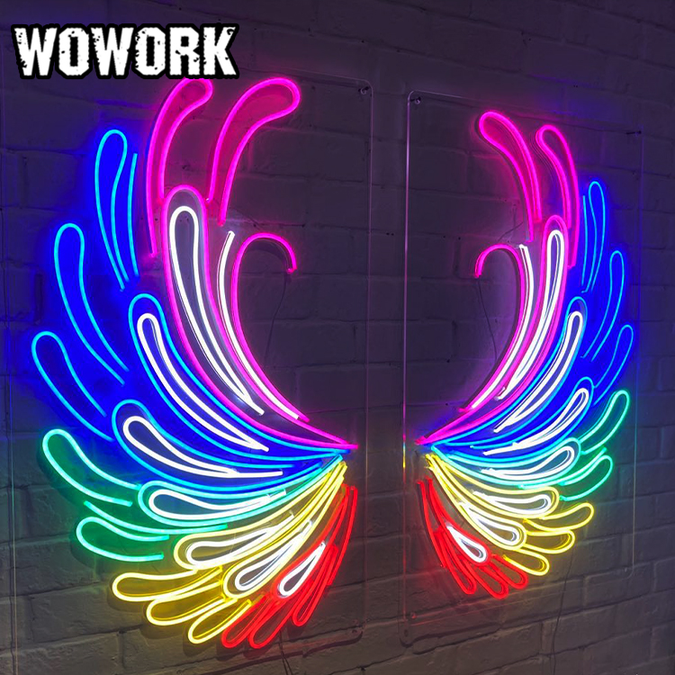 WOWORK Factory custom hanging colorful acrylic logo 3D RGB flexible neon sign for store decoration