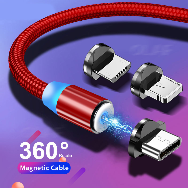Магнитный кабель, 1 м, 2 м, 3 м, 3 А, зарядное устройство Micro USB Type-C, кабель для быстрой зарядки, подходит для iPhone, Samsung, Android, USB C, магнитный кабель для передачи данных