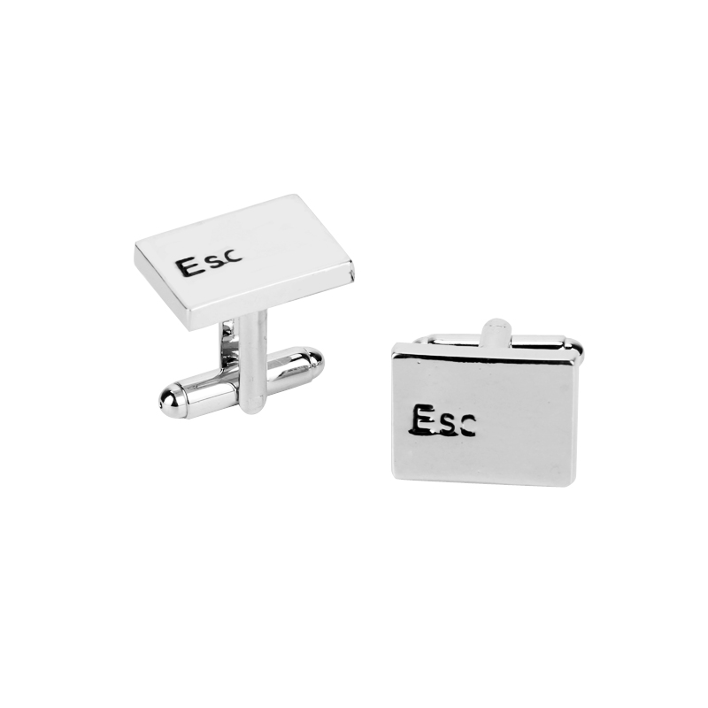 Оптовая продажа Розничная игровая Мужская Подарочная клавиатура Esc & Ctrl дизайн серебристый цвет медный материал Новинка Запонки