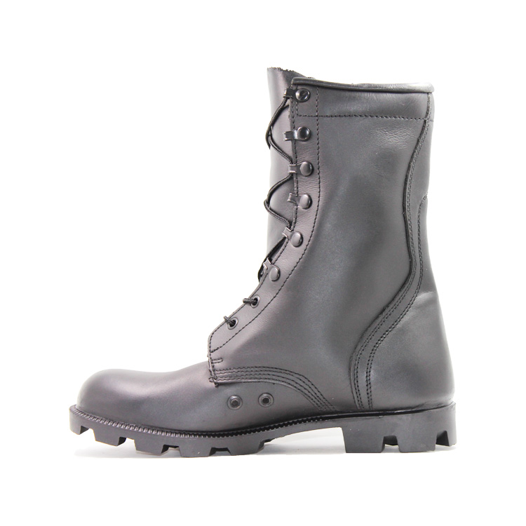 High Cut Black Rubber Outsole Army Military Boots
