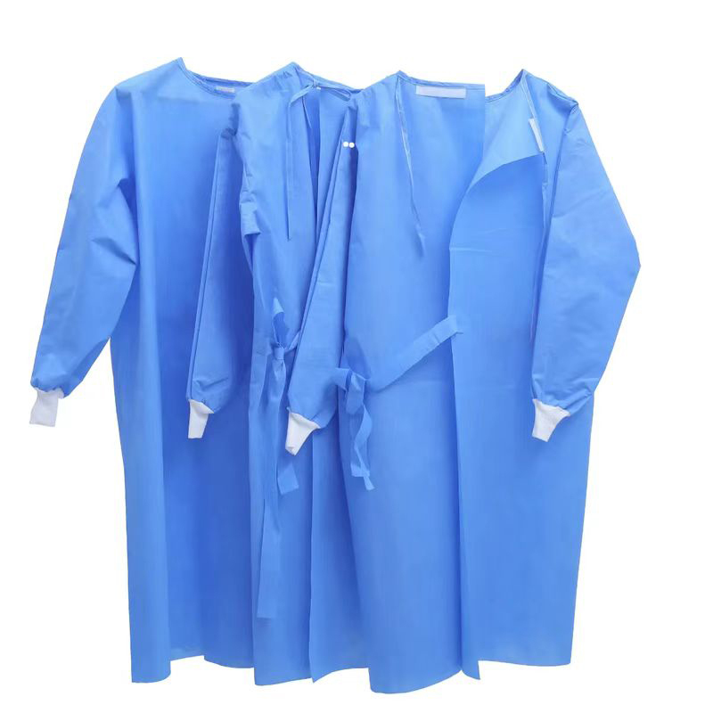 Wholesale Price AAMI Level2 Protective Clothing PP Isolation Gowns with Elastic Cuffs