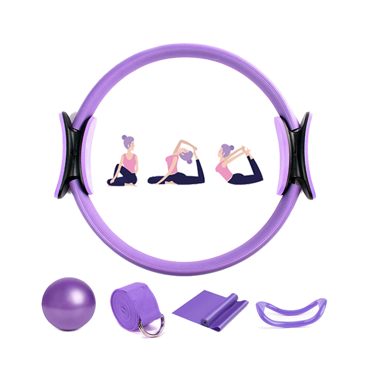 5pcs yoga circle elastic belt yoga ring pilates ball training suits set