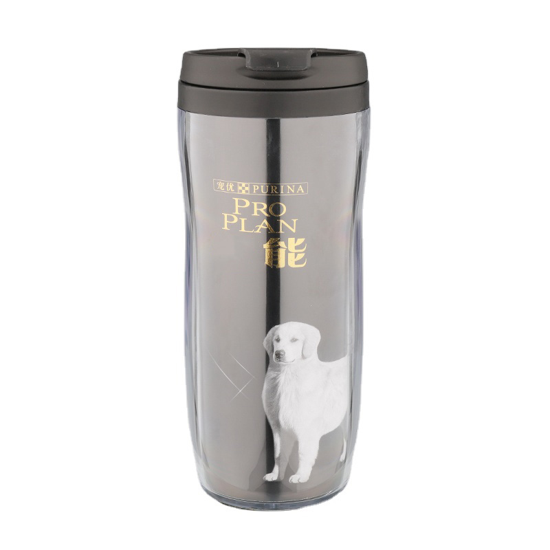 In Stock Promotion Wholesales 350ml Reusable BPA-Free Plastic Double Wall Tumbler Cup With Plastic Lid For Cafe Office