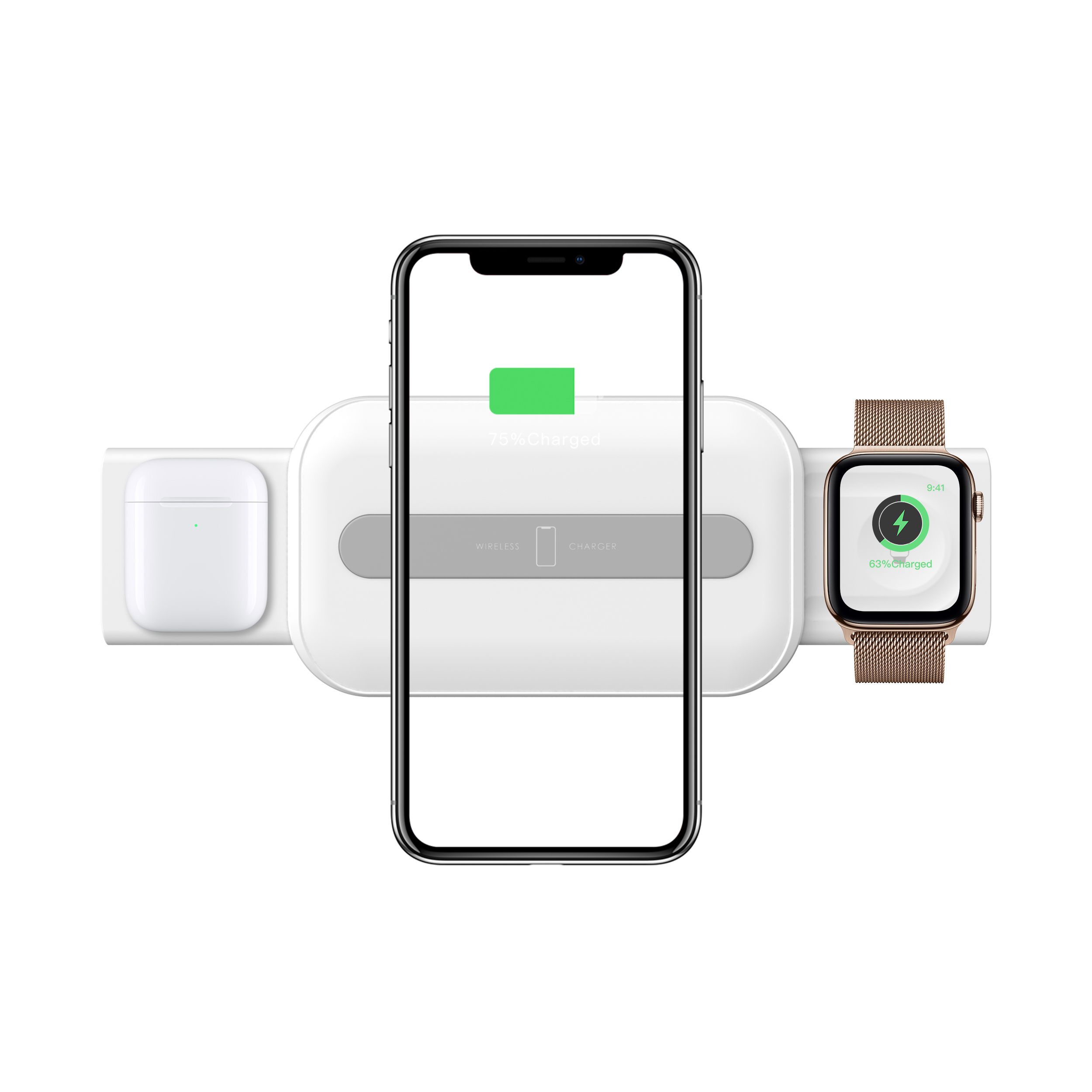 2020 Новинка 3 в 1 Qi Беспроводное быстрое зарядное устройство для смартфона AirPods Apple Watch