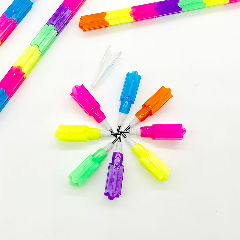 Maxwri Personalized Plastic colorful Bullet Pencil HB Cute Creative DIY Building Block Pencil Non-Sharpening For School Kids