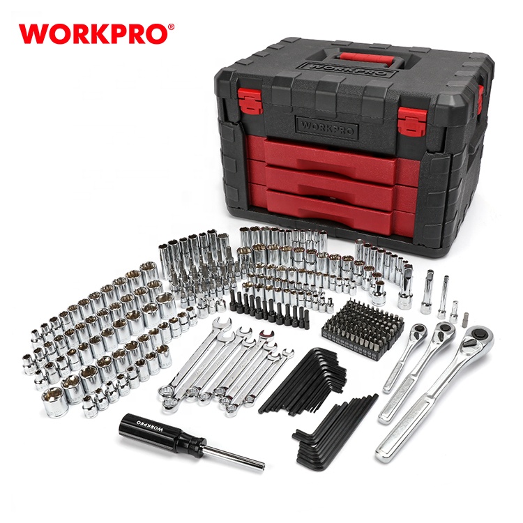 WORKPRO 320PC Mechanics Tool Socket Set Case Box Professional Socket Wrench Set Car Rapir Tool Set