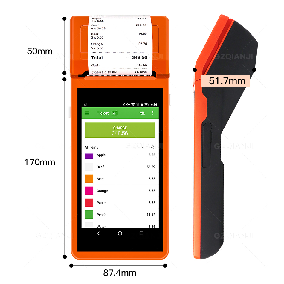 mini mobile handheld pos machine with printer Android PDAs pos for lottery