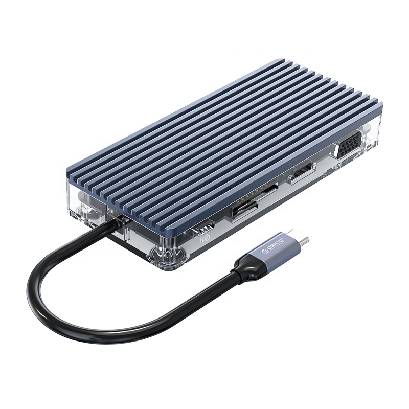USB-хаб с USB 100, HDMI, VGA, 3,1 Вт, PD, RJ45
