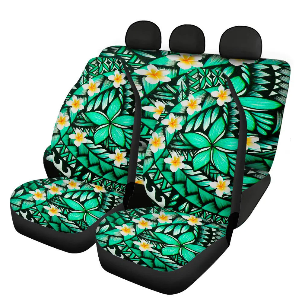 Индивидуальные чехлы на автомобильные сиденья Самоа, полинезийское Самоа, полный комплект, мягкие удобные универсальные чехлы для передних сидений в стиле плюмерии