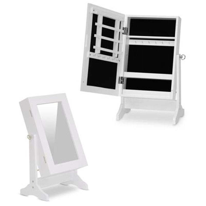 Fast Delivery From Stock Customizable Color Wood Modern MDF Vertical Jewellery Cabinet Organizer With Mirror Spot
