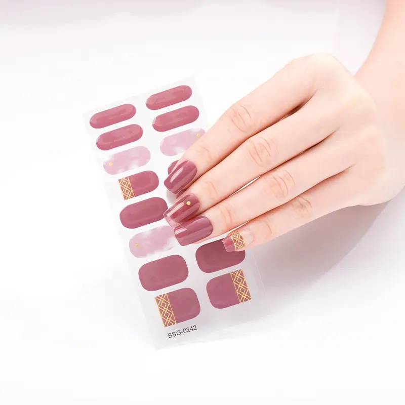 Custom Beauty Nail Decoration French Tips Gel Nail Sticker Cured Non Toxic Customized Gel Nail Sticker
