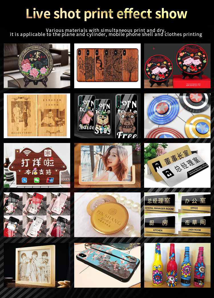 UV Printer Varnish And Inkjet Printer Double Heads UV Flatbed Printer For Mug Bottle T-shirt Printing Machine