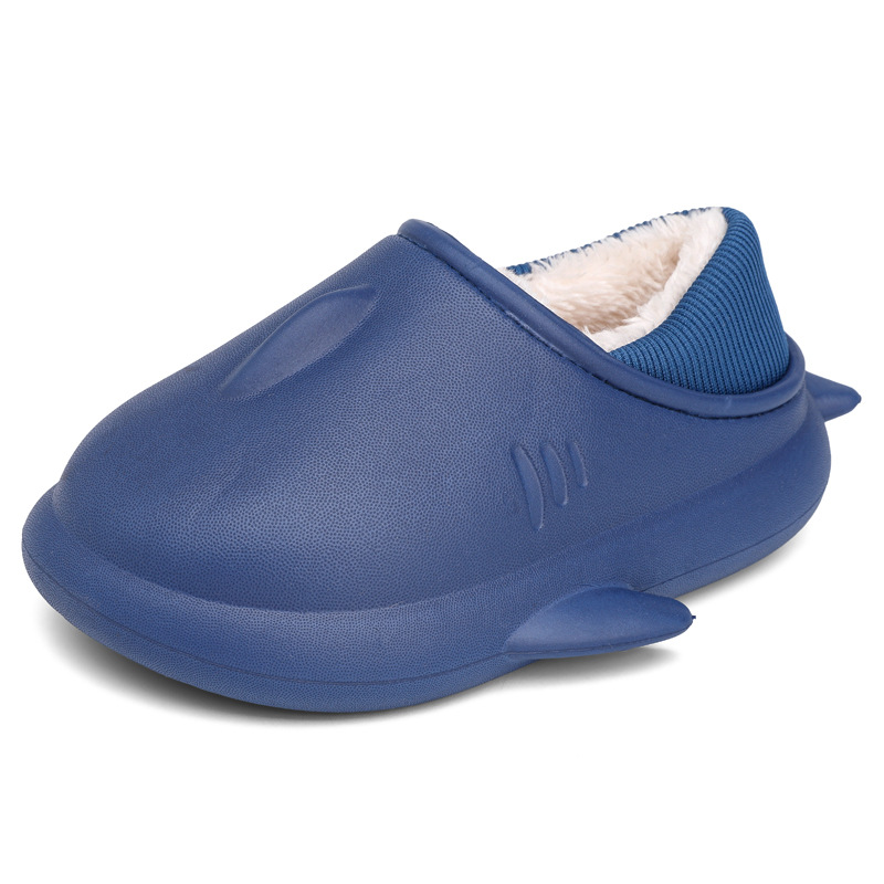 Children's shoes 2021 autumn and winter hot style small shark children's waterproof and warm cotton slippers