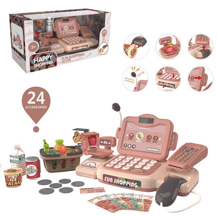 Hot sale momey pos supermarket toy set educational mini cash register toys for kids