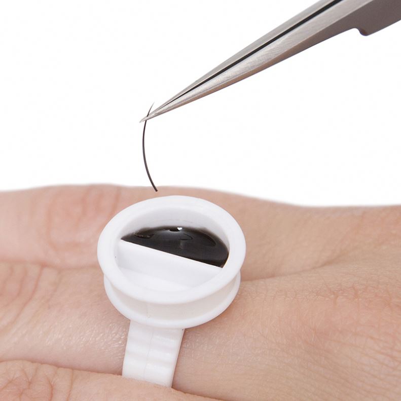 Wholesale cheap plastic white eyelash glue ring acrylic eyelash extension glue rings