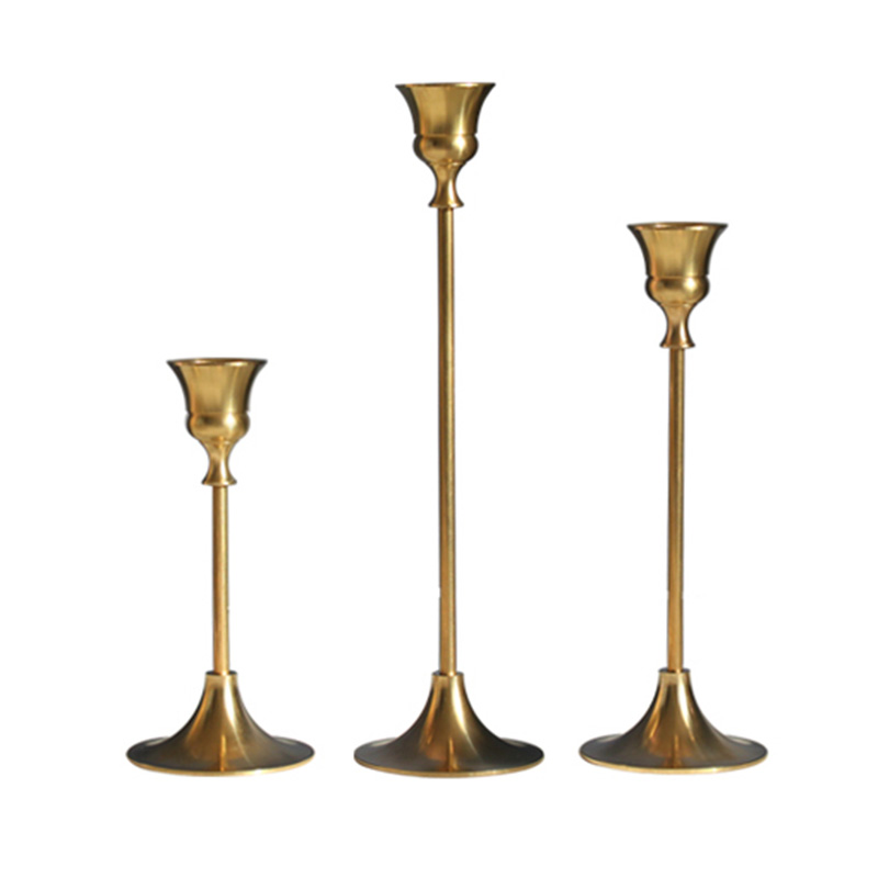 Brass Candle Holder Antique Rustic Vintage Nordic Luxury Wedding Brass Stick Gold Decorative Tealight Metal Candle Holder