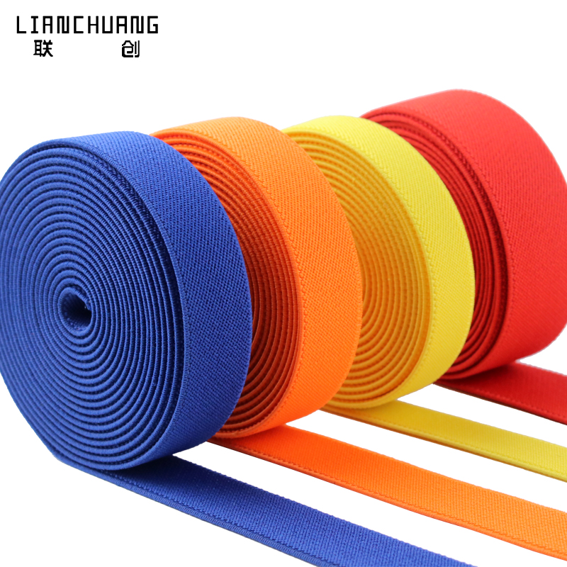 high quality 25mm woven black white colored soft flat twil knitted elastic band for clothing elastic band