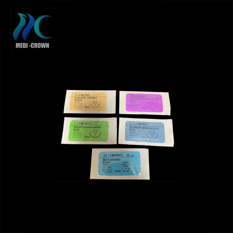 China supplier veterinary vicryl suture pgla polyglactin 910 silk 3/0 sutures surgical with needle