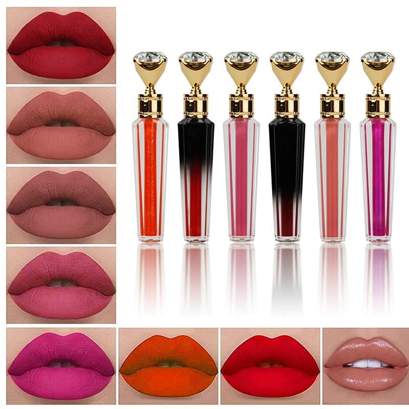 60 colors matte lip gloss for custom your logo on low MOQ no logo lipgloss waterproof free sample makeup matte lipgloss