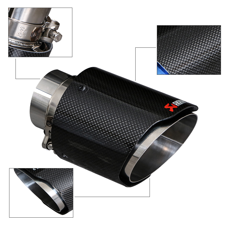 Carbon Fiber Muffler Inlet 63mm 66mm 70mm 73mm 76mm Universal Glossy Black Carbon Fiber Exhaust Tip Muffler Pipe Matt Black