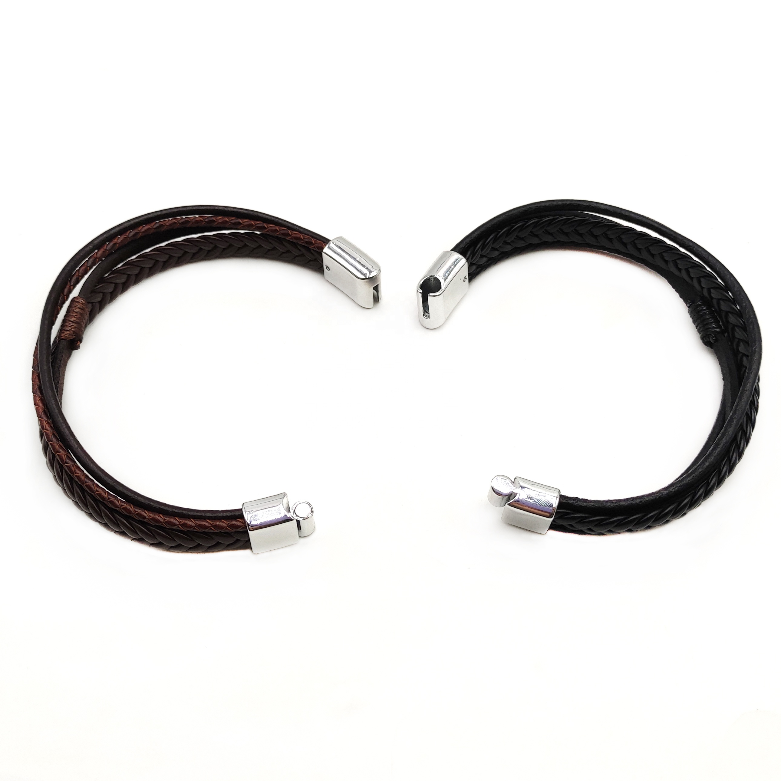 Модный браслет Pulsera Hombre Многослойный кожаный для мужчин Магнитная застежка в виде буквы из воловьей кожи плетеные браслеты