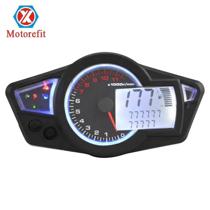 Motorefit Motorcycle LCD Speedometer Motorcycle Digital Odometer Speedometer Tachometer Fit for 2&4 Cylinders